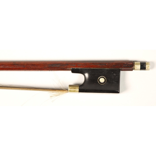 330 - Nickel mounted Cello Bow stamped Vuillaume on the stick, round stick, some hair, 74 grams