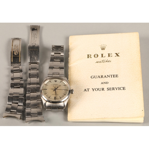 121A - Gents Rolex Oyster Perpetual Air King stainless wrist watch, champagne dial with hour marker batons,... 