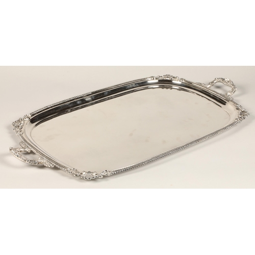 197 - Large silver double handled tray, Sheffield 2004, maker Mappin and Webb, approximately 3900 grams, 6... 