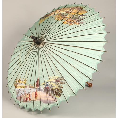 224 - Three 19th century oriental silk hand painted parasols (3)