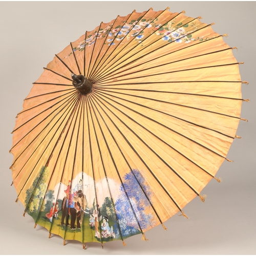 224 - Three 19th century oriental silk hand painted parasols (3)