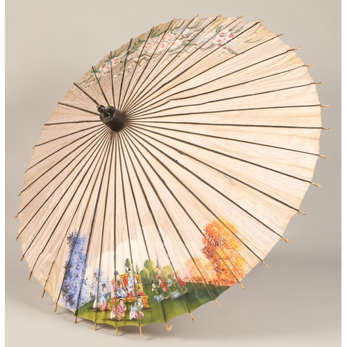 224 - Three 19th century oriental silk hand painted parasols (3)