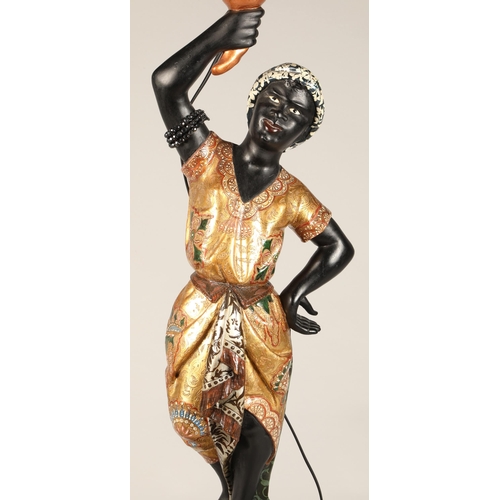 Blackamoor figure converted in to a lamp, depicting a lady in golden ...