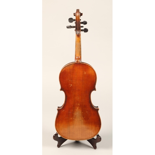 332 - Small size French Violin, circa 1900, labelled 'Copie de Antonius Stradivarius.....'length of back, ... 