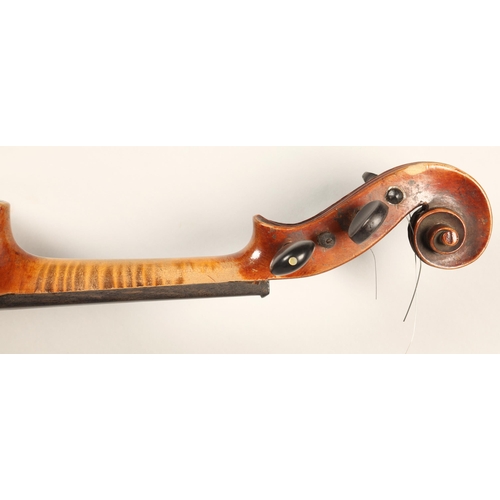 332 - Small size French Violin, circa 1900, labelled 'Copie de Antonius Stradivarius.....'length of back, ... 