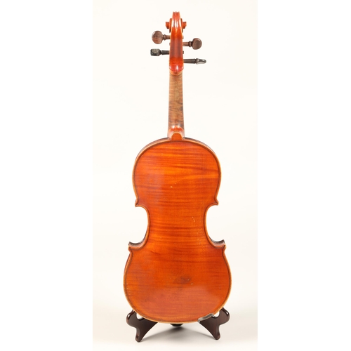 333 - Scottish Violin by D. R Lindsay, 1902, labelled 'D.R Lindsay, Edzell 1902, no 28' length of back 36.... 