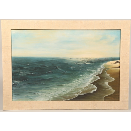 395 - G Howie, framed oil on board, coastal study, signed lower right, dated (19)71, 60cm x 90cm.