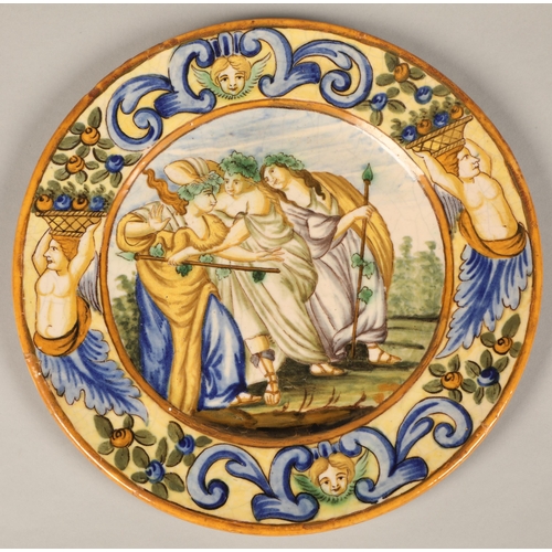 44C - Pair of Italian maiolica wall pates, 21 cm diameter.