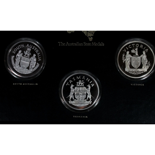 1286 - Stokes of AUSTRALIA, a set of six silver proof medals 'The Australian State Medals' to include Queen... 