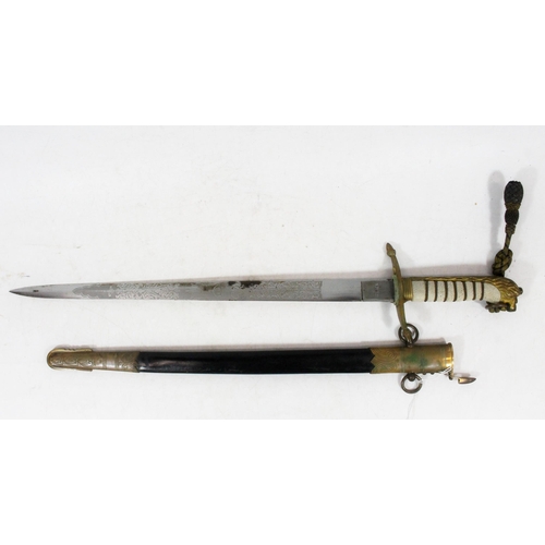 1515 - British Naval officer's dirk, the etched blade by Gieves with fouled anchor and GVI cypher, the gild... 