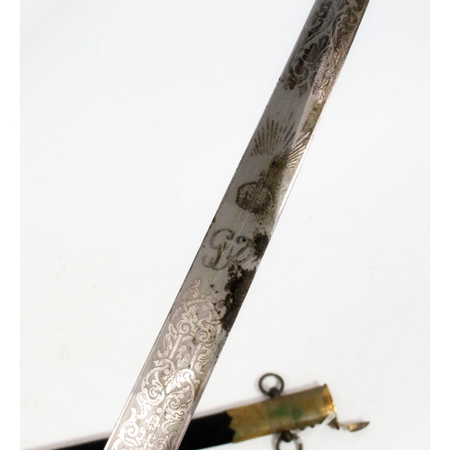 1515 - British Naval officer's dirk, the etched blade by Gieves with fouled anchor and GVI cypher, the gild... 