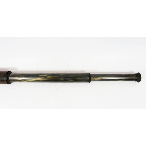 1517 - Early 20th century Negretti & Zambra two draw telescope with brown leather covers, 200cm long wh... 