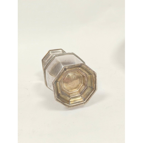 362 - Silver caster of octaganal baluster shape by Adie Brothers, Birmingham 1939.262g gross