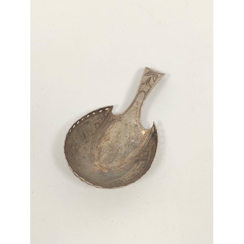 368 - Regency silver caddy spoon, pin struck with pierced edge by Cocks & Bettridge, Birmingham 1807. ... 