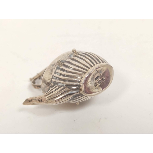 369 - Edwardian miniature four piece silver teaset, oval part fluted including a kettle on stand with tiny... 