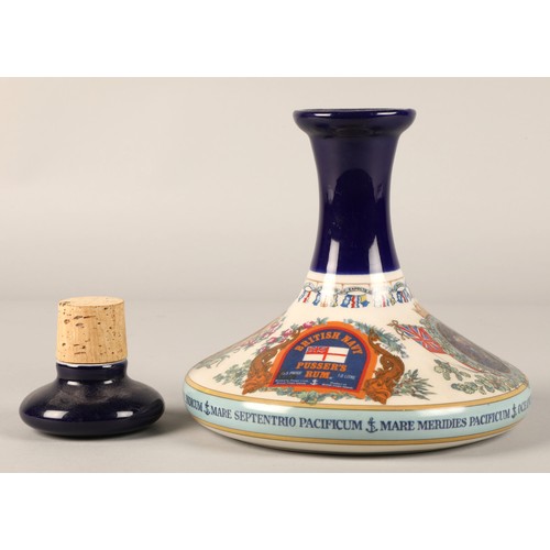 296 - British Navy Pussers Rum, in ceramic decanter with stopper, 95.5% proof , 1l