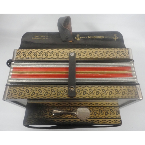 381 - Hohner of Germany 'Vienna' melodeon, probably model 114, 16cm x 34cm.