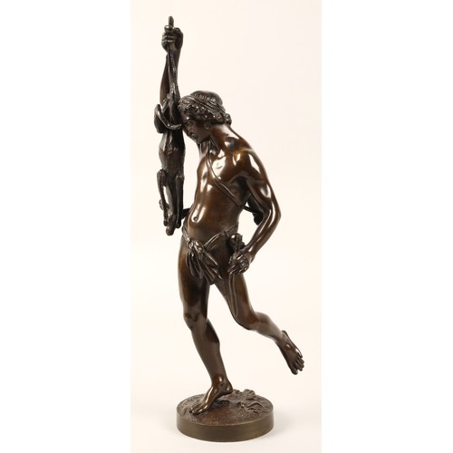 256 - After James Pradier, ( Swiss/French 1790/1852) Bronze figure of a classical male hunter, signed J Pr... 