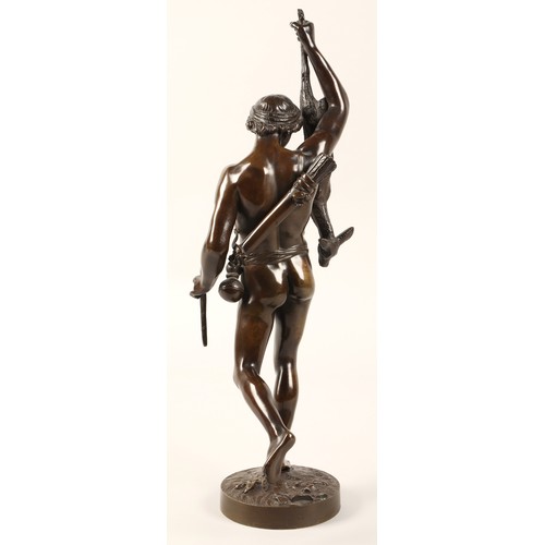 256 - After James Pradier, ( Swiss/French 1790/1852) Bronze figure of a classical male hunter, signed J Pr... 