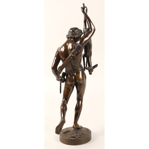 256 - After James Pradier, ( Swiss/French 1790/1852) Bronze figure of a classical male hunter, signed J Pr... 