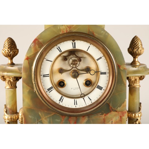 288 - Three piece garniture clock set, by Brysons, Paris, 50cm high.