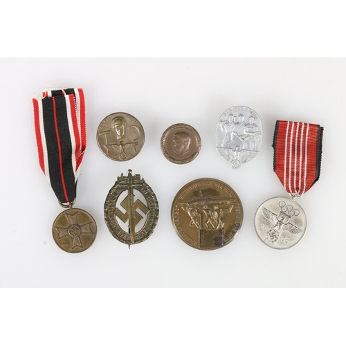 1496 - WWII Nazi German Third Reich medals and badges to include a German Labour Day Tag Der Arbeit 1934 ci... 