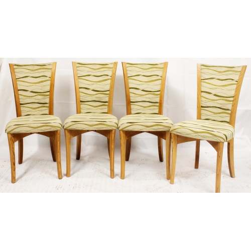 531 - Ercol extending dining table, the oval top on pedestal four leg base, together with four Ercol high ... 