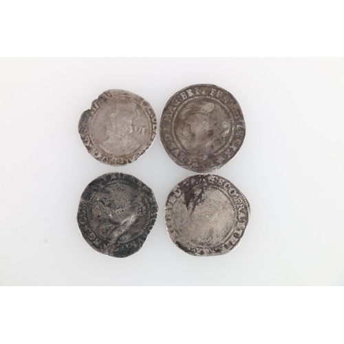 1374 - IRELAND King James I (1603-1625) three hammered silver shilling, mm bell, martlet and rose, also a E... 