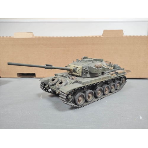 122 - Box of military model vehicles to include a German Tiger I tank, a King Tiger tank in field paint, C... 