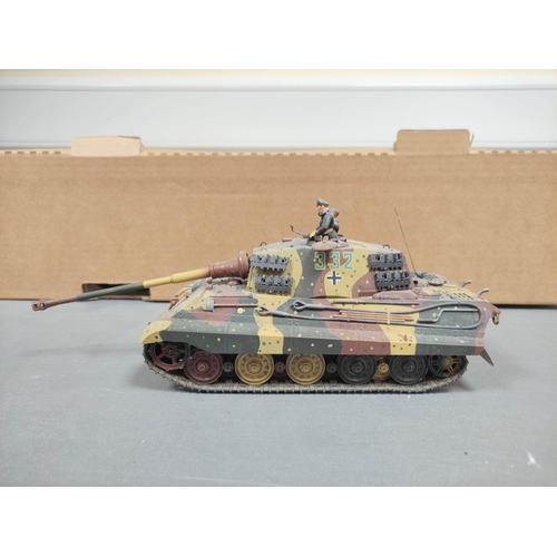 122 - Box of military model vehicles to include a German Tiger I tank, a King Tiger tank in field paint, C... 