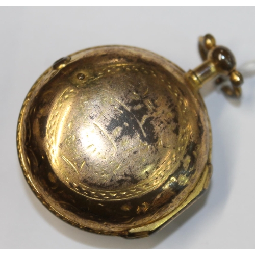 263A - George III gilt pear cased pocket watch, the movement marked 'Edw. Lock Oxford 427', retailers label... 