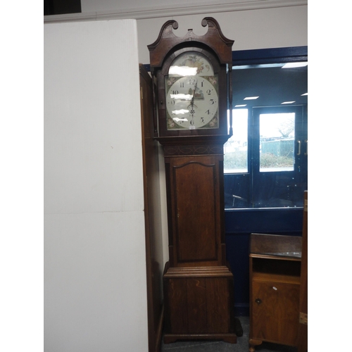 631 - Georgian oak and mahogany-cased longcase clock, the 14in painted dial inscribed Wigton, with Arabic ... 