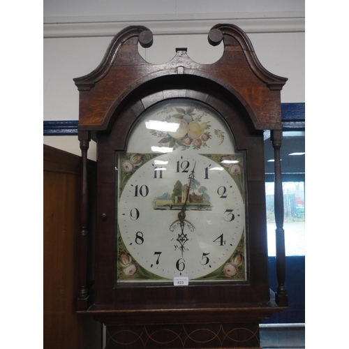 631 - Georgian oak and mahogany-cased longcase clock, the 14in painted dial inscribed Wigton, with Arabic ... 