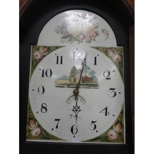 631 - Georgian oak and mahogany-cased longcase clock, the 14in painted dial inscribed Wigton, with Arabic ... 