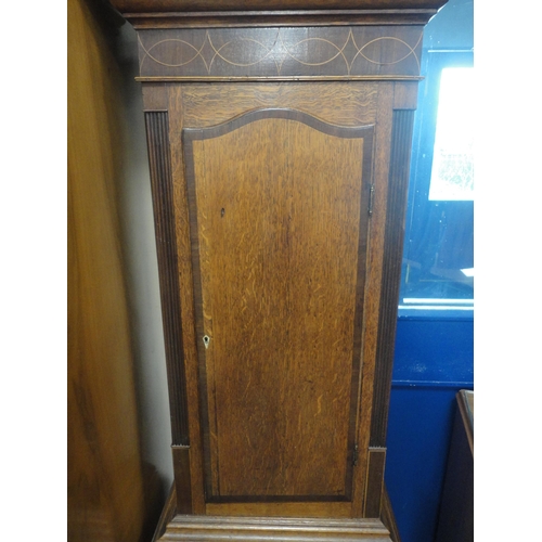 631 - Georgian oak and mahogany-cased longcase clock, the 14in painted dial inscribed Wigton, with Arabic ... 