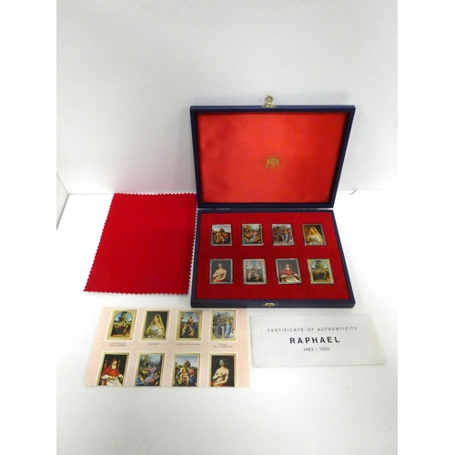 112 - Limited Edition silver Raphael Masterpieces set by Slade Hampton and Sons, the eight plaques bearing... 