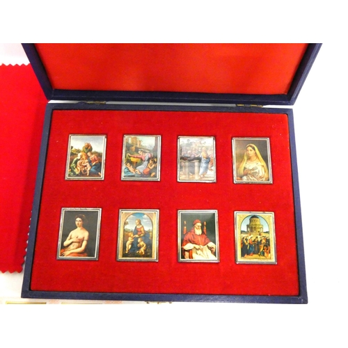 112 - Limited Edition silver Raphael Masterpieces set by Slade Hampton and Sons, the eight plaques bearing... 