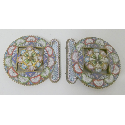 Vintage Micro Mosaic Belt Buckle Vintage Turquoise Micro Mosaic  main image 3