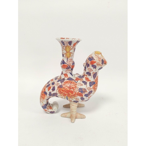 393 - Japanese Meiji period imari gu shaped vase in the form of a mythical bird, Decorated with carnations... 