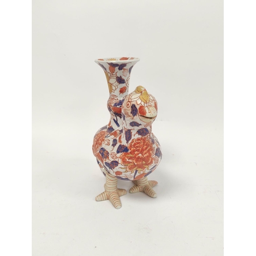 393 - Japanese Meiji period imari gu shaped vase in the form of a mythical bird, Decorated with carnations... 