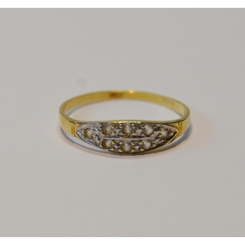 85 - 14ct gold diamond-set ring, set with eight small brilliants, '585', size O, 1g gross.