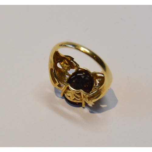 86 - Smoky quartz ring, in 9ct gold, size Q, 5g gross.