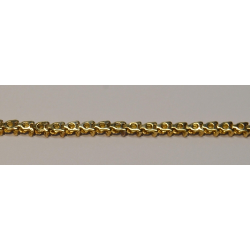 91 - 9ct gold bracelet set with small diamonds, '375', 18.5cm long, 5.8g gross.