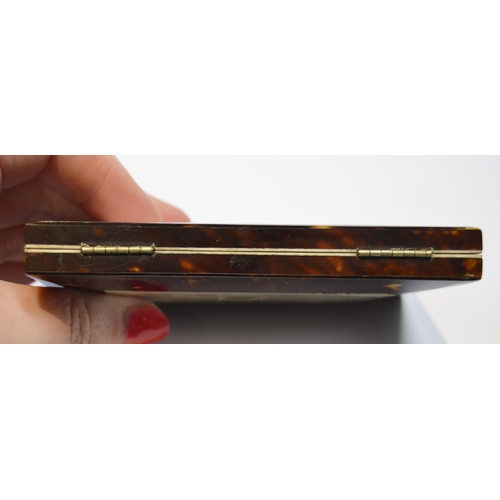 15 - Victorian aide memoire in tortoiseshell and mother of pearl, 10cm x 8cm.