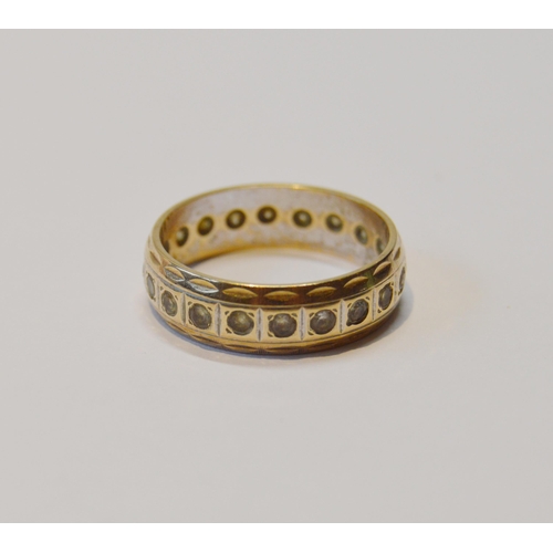 96 - 9ct gold gem-set eternity ring, size N, 3g gross.