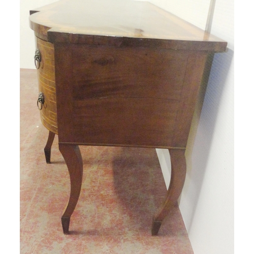 411 - Regency Scottish inlaid mahogany breakfront sideboard with a long central drawer flanked by a deep c... 