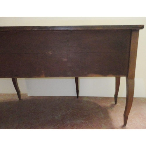 411 - Regency Scottish inlaid mahogany breakfront sideboard with a long central drawer flanked by a deep c... 