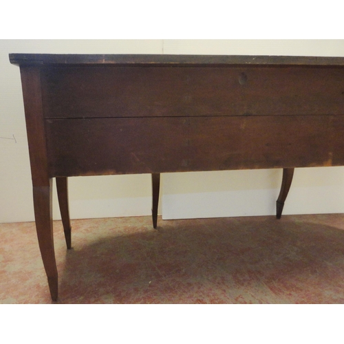 411 - Regency Scottish inlaid mahogany breakfront sideboard with a long central drawer flanked by a deep c... 