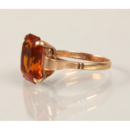 65 - 9ct gold Topaz set ring, size Q/R