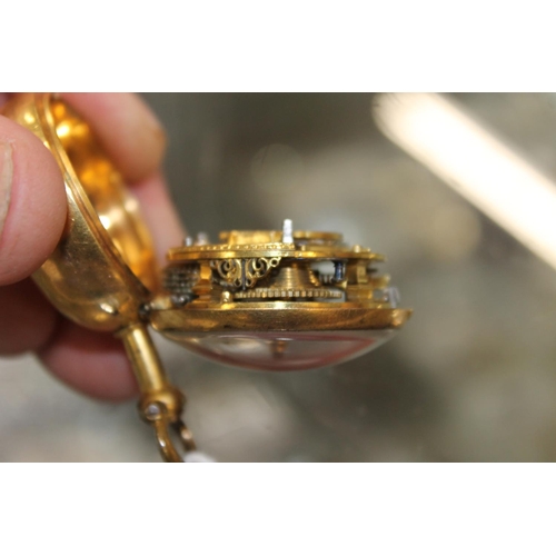 263A - George III gilt pear cased pocket watch, the movement marked 'Edw. Lock Oxford 427', retailers label... 